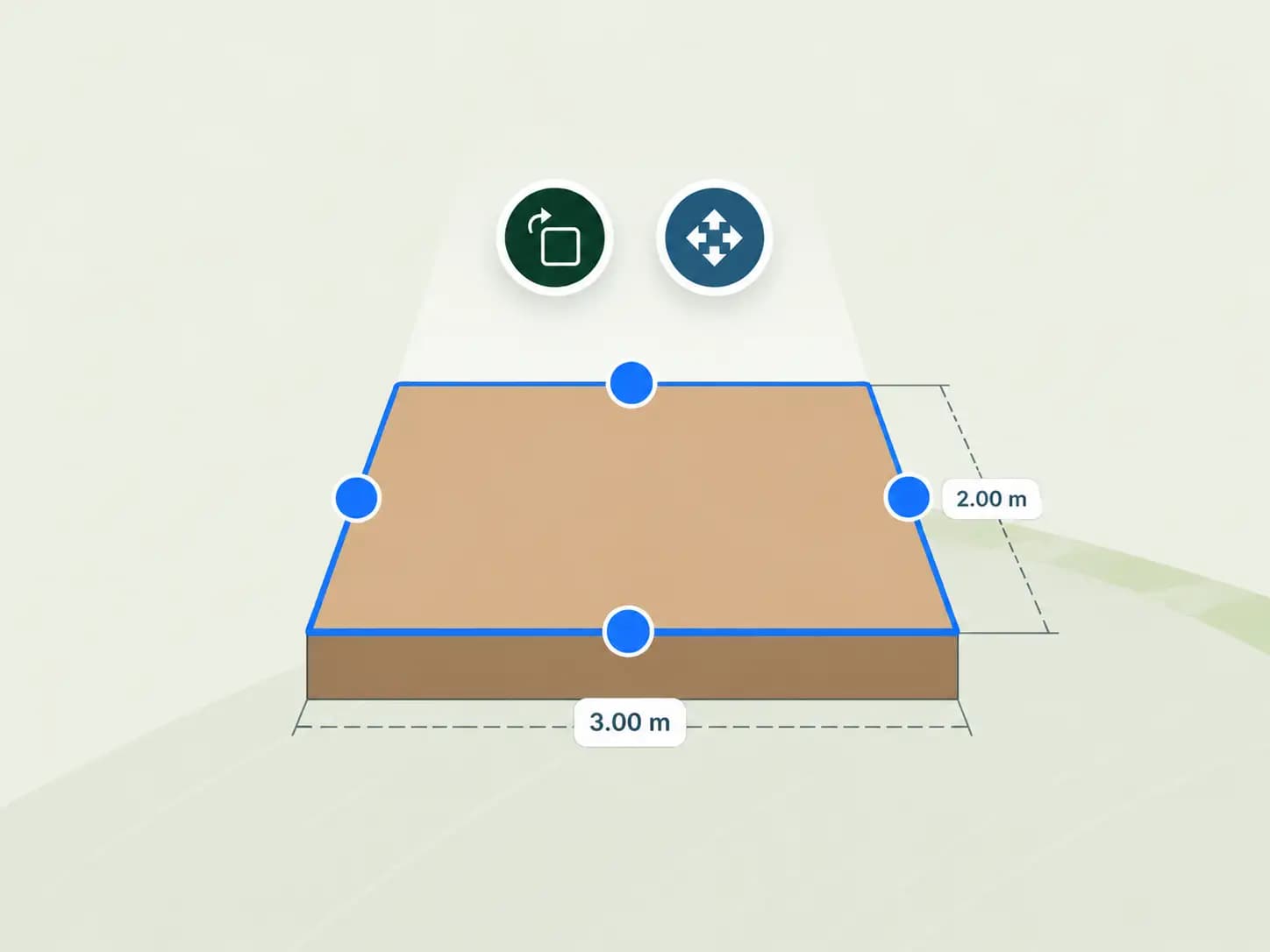 Beetplaner App: Beetfläche in 3D anlegen und Maße festlegen